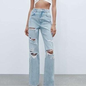 Zara High Waisted Wide Leg Jeans